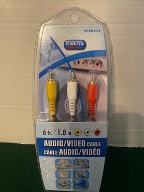 Electra Audio/Video 6’ Cable With Three Standard RCA Connectors.